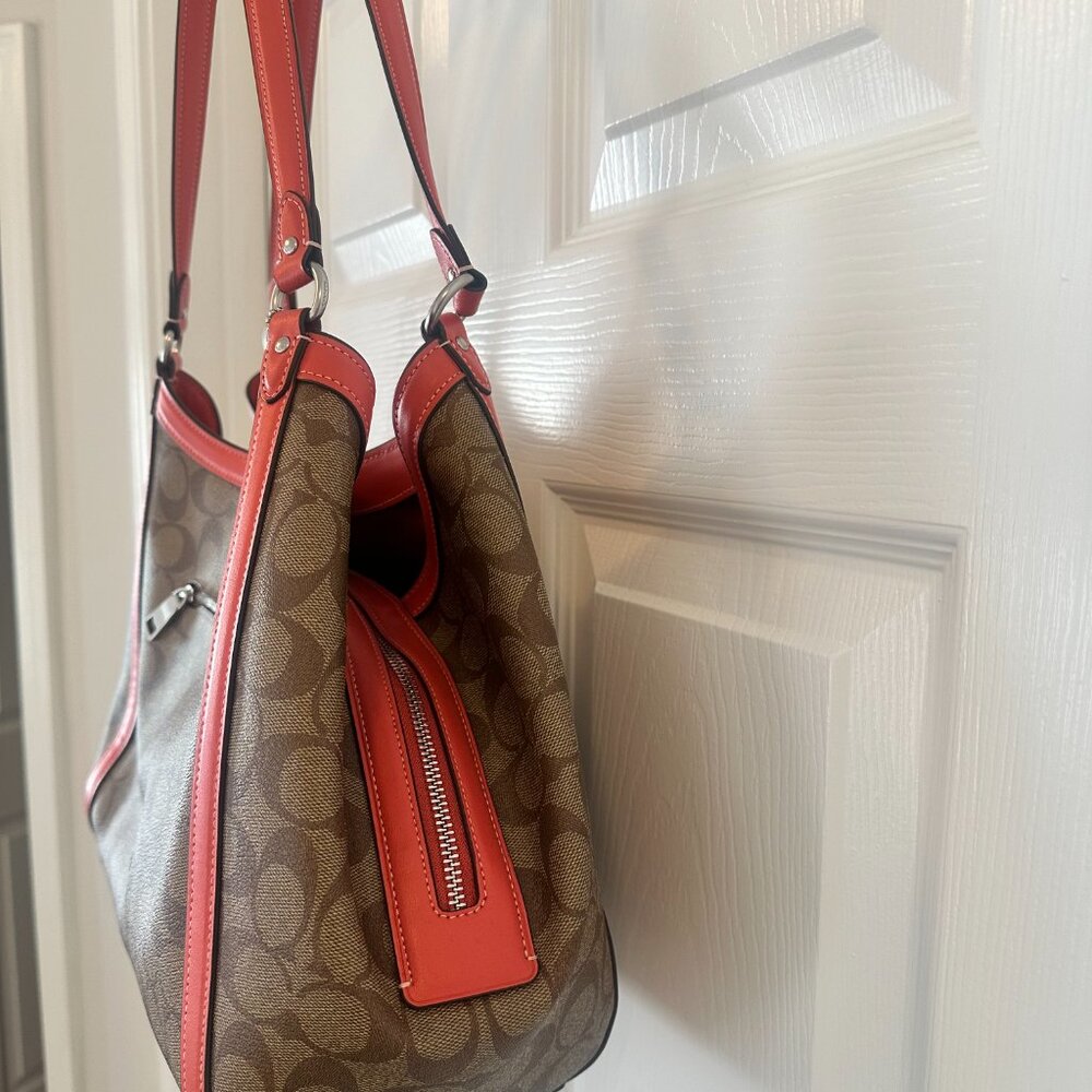Coach No B2391-C6232 Kristy Shoulder Handbag - Khaki signature - Tangerine - Picture 2 of 15